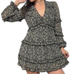 Altar’d State black and yellow floral long sleeve mini dress